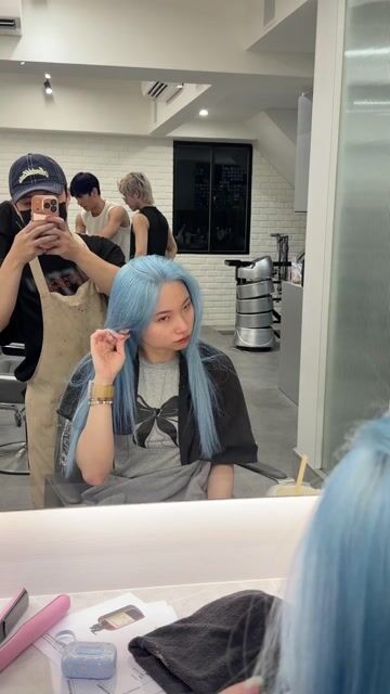 水藍色作品，設計師 阿軒，高雄左營區川hair styling