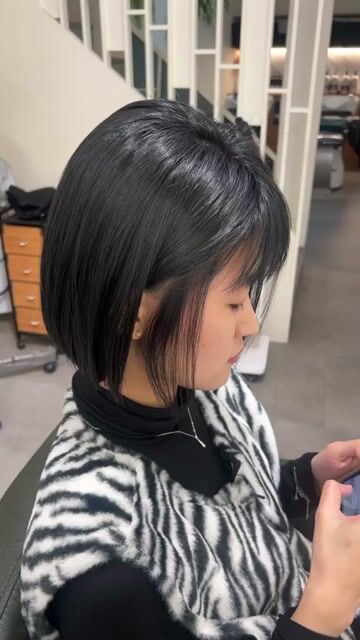 縮毛矯正 一刀切作品，設計師 Yumi，新北永和區費思造型沙龍