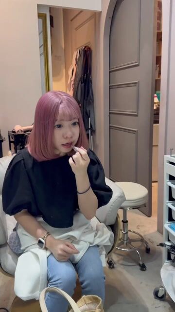 粉紫色作品，設計師 阿軒，高雄左營區川hair styling