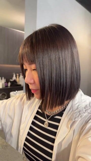一刀切 縮毛矯正作品，設計師 黃詩涵(Miyake)，宜蘭宜蘭市80s hair