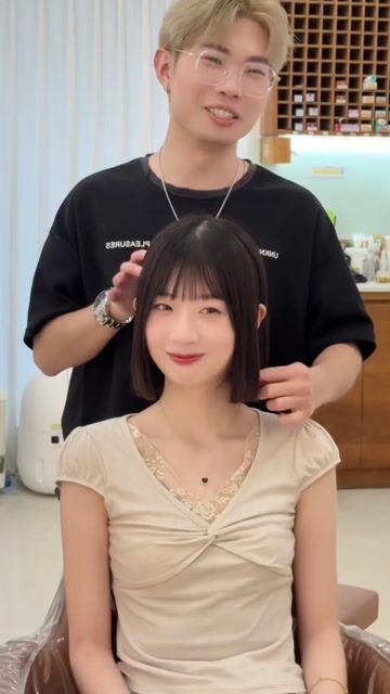 縮毛矯正一刀切作品，設計師 陳焱荃AZ，台中北區裏hair台中店